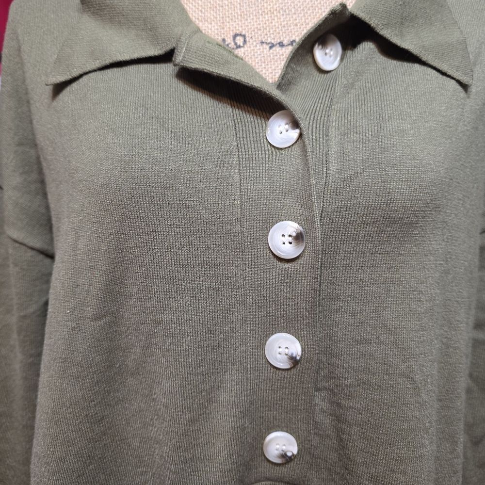 Olive Green Button-Up Romper New Sz M - Picture 4 of 6